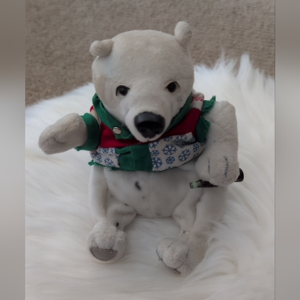 1999 Vintage Cocoa Cola Holiday Collection Bean Bag Plush Polar Bear